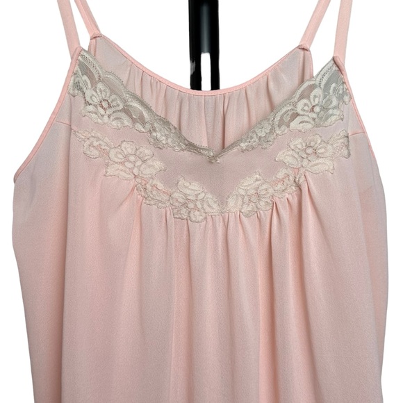 1960s Kayser Nylon Sleep Top Lingerie Lace Baby Pink Vintage Lounge Nightgown - Picture 14 of 15